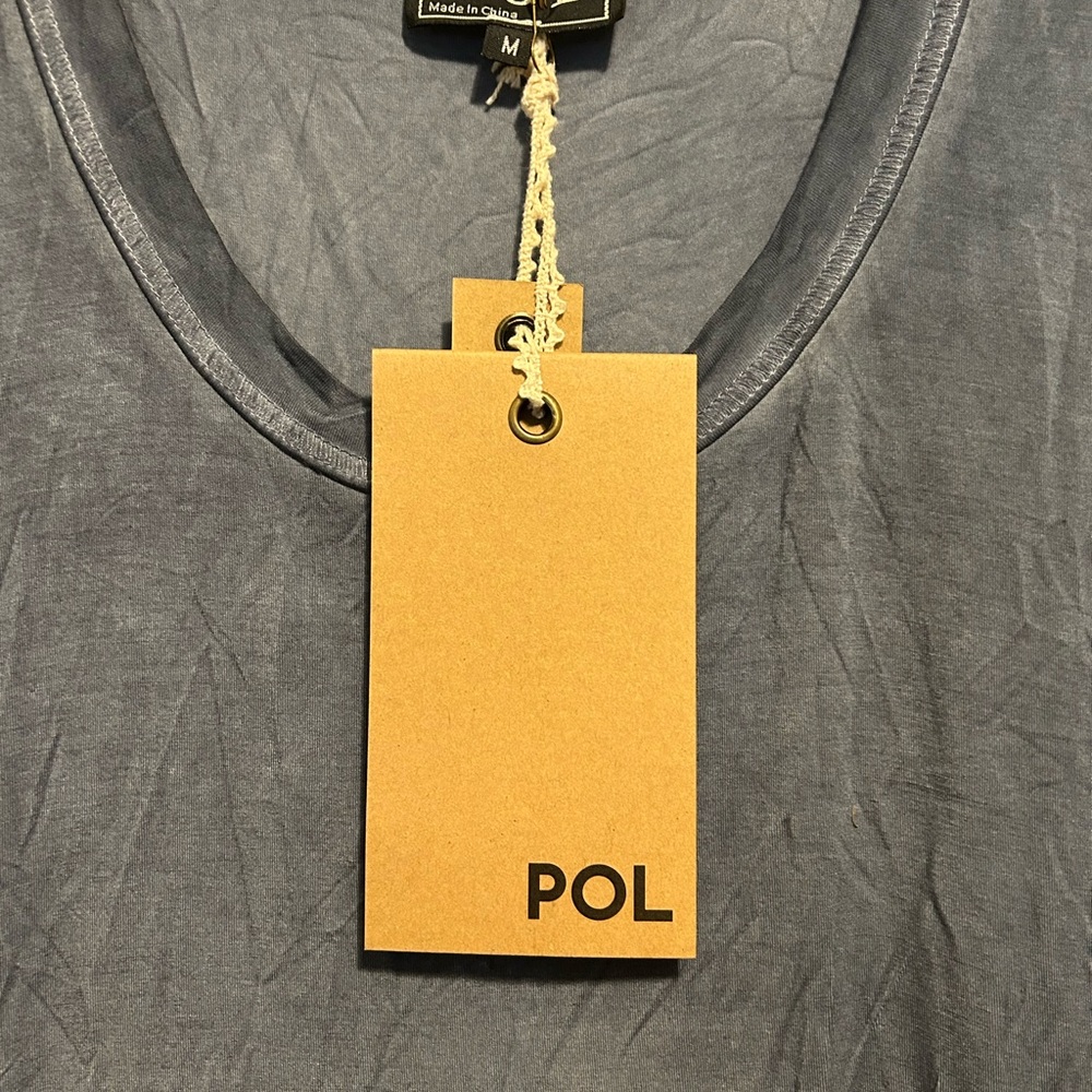 POL Blackish Sleeveless tank with open fringes.Very unique top and fun to wear - Picture 4 of 7
